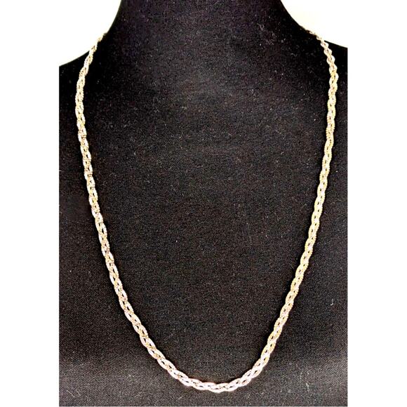 Vintage Italian Sterling Silver Braided Box Chain Necklace 30" Triple Strand 925 - Picture 5 of 12